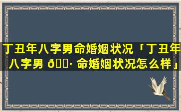 丁丑年八字男命婚姻状况「丁丑年八字男 🌷 命婚姻状况怎么样」